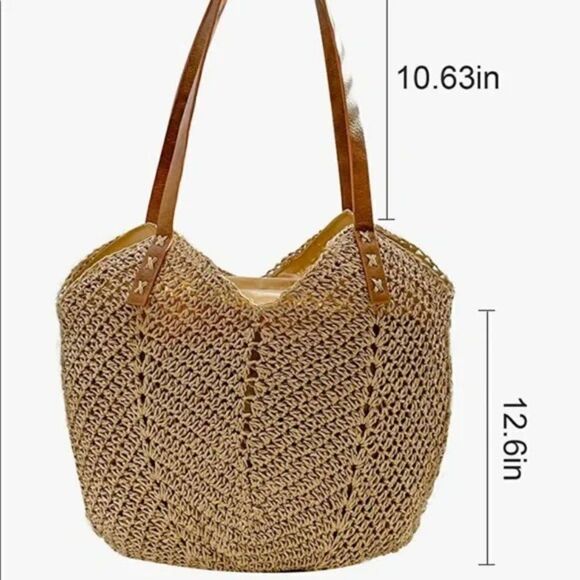 NEW Woven Soft Large Rattan Tote Bag - Picture 4 of 5